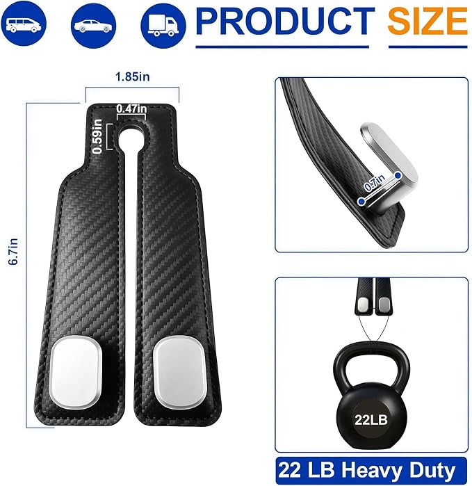 Car Purse Hook, 4-Pack Leather Headrest Hooks for Car | Purse Holder for Car, Car Bag Hooks for Headrest, Universal Back Seat Storage Hooks for Grocery Purses and Bags, Black