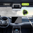 11pcs Windshield Cleaner Tool, Car Window Cleaning Wash Kit with 6 Reusable Microfiber Pads 2 Spray Bottles and Extendable Handles Auto Glass Wiper Kit, Green