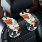 2PCS Car Seat Back Storage Headrest Hooks, Abstract Leaves Purse Holder Bags Hanger, PU Leather Double Metal Hook for Backseat Organizer, Women Car Accessories Organization