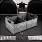 Car Trunk Organizer, Waterproof Large Capacity 600D Oxford Fabric Auto Trunk Storage Container with Pockets, Multi-Compartment Vehicle Storage Box Accessories for Car SUV Truck (Gray)