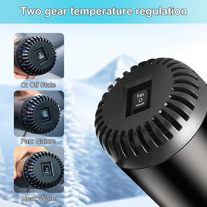 Car Heater, Portable Car Heater 12V 150W Plug-in Cigarette Lighter Car Heaters, 2 in 1 Heating & Cooling, Car Windshield Defroster Demister with Brackets, Fast Heating Defogger