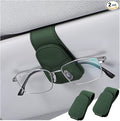 Sunglasses Holder for Car Sun Visor, 2 PCS Magnetic Leather Eyeglass Hanger, Sun Glasses Mount Clip on Visors, Ticket Card Cash Organizer, Auto Interior Accessories (Black Green)