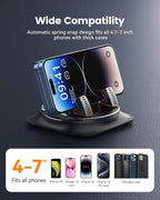 360 Degree Rotation Dashboard Phone Holder for Car, Anti-Slip Grips & One-Hand Operation Car Cell Phone Mount with Adjustable Spring Clip, Compatible with iPhone Samsung All Smartphones