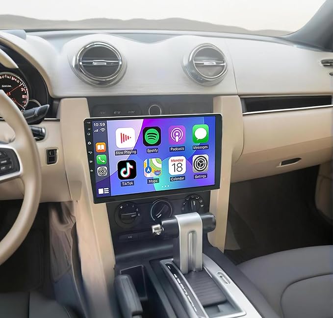 Android 15 Double Din Car Stereo Radio for Ford Mustang 2005-2009 with Wireless Carplay Android Auto 10IN Touchscreen for Ford Car Stereo GPS Bluetooth WiFi FM DSP Mirror Link-2+64G