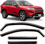 Voron Glass in-Channel Extra Durable Rain Guards for Toyota RAV4 2019–2025, Window Deflectors, Vent Window Visors, Dark Smoke, 4-Piece Set - 200555