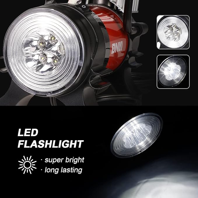 DNA Motoring 12 V 125 PSI LED Flash Light Air Pump Portable Air Compressor Inflator for Cars, Bikes and Balls (TOOLS-00083)