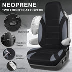 Waterproof High Back Car Seat Covers Front Seats with Armrest Gray | Neoprene Bucket Seat Cover, Airbag and Armrest Compatible, Built-In Seatbelt Universal Fit for Cars,Truck, Van, SUV