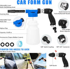 Car Wash Detailing Kit Cleaning Set with Foam Gun Sprayer, Long-Handle Brush, Large Wash Mitt, Towels, Complete Interior & Exterior Car Washing Supply Set (Blue)
