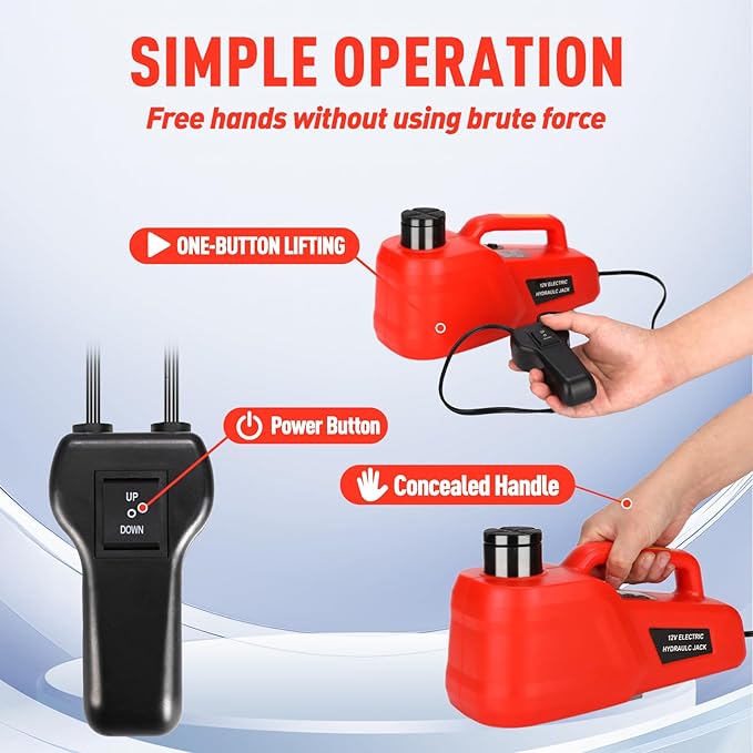Electric Hydraulic Car Jack Kit 5 Ton 12V Ultra-Portable Auto Car Lift with 17.7 Inch Range for SUV Sedan Truck Repair Floor Jack for Tire Change Lightweight for Easy Storage