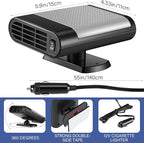 2 Pcs 12V 150W Portable Car Heater Defroster 2 in 1 Modes Automobile Windscreen Fan Heating and Cooling Windshield Fan Defroster Demister with Plug into Cigarette Lighter (Grey)