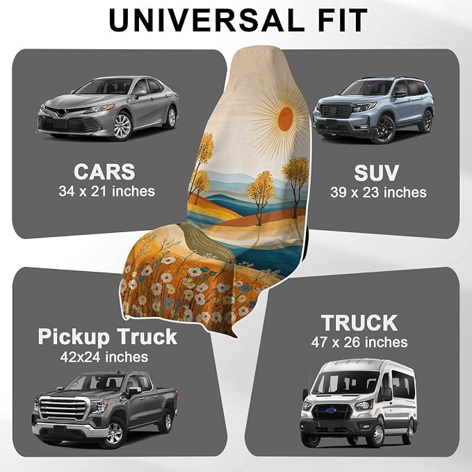 2 Pack Car Towels Seat Cover with Storage Bag, Multifunctional Microfiber Towel for Gym Outdoor Sport Running,Picnic, Beach, Pet Dog Travel,Fits Car SUV Truck (Sunny Fields)