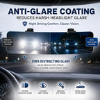 Anti Glare Wide Angle Car Rearview Mirror, 12'', Convex, Blue | Frameless Clip-On Rear View Mirror, Panoramic Interior Mirror for Cars, SUVs, Reduce Headlight Glare, Eliminate Blind Spots