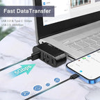 4-Port USB 3.0 Hub [90°/180° Degree Rotatable], USB Splitter with PD-in 5W USB C Port, USB Extender for Laptop, Car, iMac, MacBook Air, MacBook Pro, and More