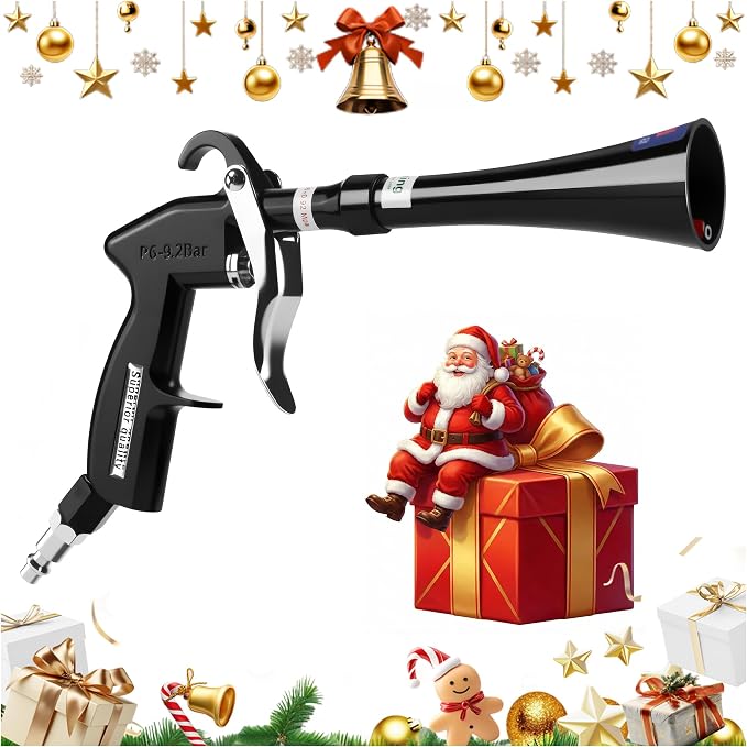 Tornado Dry Cleaning Gun with Brass Adjustable Air Flow Nozzle,Air Blower Gun Quickly Blasts Dirt and Dust from Surface Works with Air Compressor Black