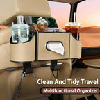 Back Seat Car Organizer,4 in 1 Multifunctional Car Back Seat Storage Box with Drink Cup Holder Tissue Box, for Hold Phone,Snacks, Drinks, Handbag-Meter