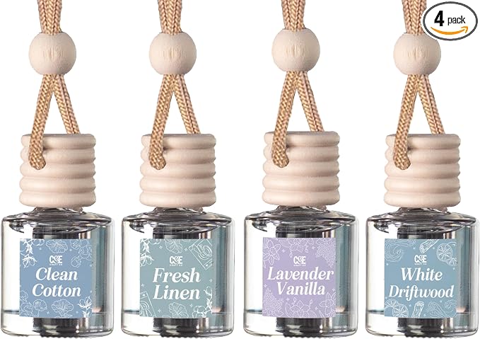 CE Craft Hanging Car Air Freshener – Fragrance Oil Diffuser with Essential Oils – Long-Lasting Aromatherapy Scents for Automobiles – 4 Pack, Clean