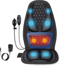 Back Massager with Heat, Massage Seat Cushion with 3D Back Traction, 8 Vibrating Motors Massager Chair Pad for Full Body Pain Relief, Ideal Gift for Father's Day/Parents/Friends Using in Office/Home