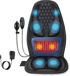 Back Massager with Heat, Massage Seat Cushion with 3D Back Traction, 8 Vibrating Motors Massager Chair Pad for Full Body Pain Relief, Ideal Gift for Father's Day/Parents/Friends Using in Office/Home