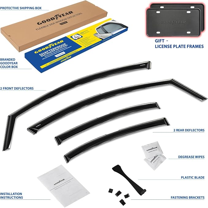 Goodyear Shatterproof in-Channel Window Deflectors for Subaru WRX 2022-2026, Rain Guards, Window Visors for Cars, Vent Deflector, Car Accessories, 4 pcs - GY008099