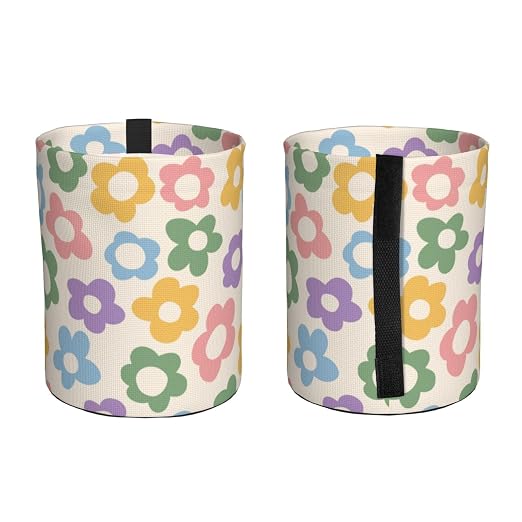 Vintage Groovy Flowers Car Trash Can Small Portable Car Garbage Bag for Back Front Seat RV's Camping Accessories