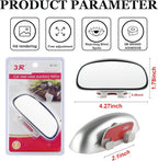 Clip on Blind Spot Mirror, HD Glass Frameless Convex Rear View Mirrors Exterior Accessories with Wide Angle Adjustable Stick for Car SUV and Trucks, Silver