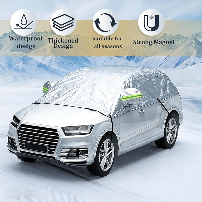 Car Windshield Snow Cover, 7-Layer Thickened Windproof Waterproof Windscreen Snow LCE Frost Protection, Automotive Exterior Windshield Ice Cover, Universal for Vehicles (39 × 33.9'')
