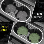ME.FAN Car Coasters for Cup Holders [4 Pack] - 2.75In Silicone Auto Mug Mats - Universal Non-Slip Recessed Car Interior Accessories Olive Green