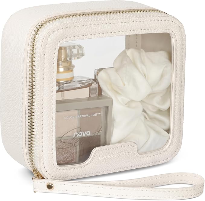 Clear Makeup Bag - TSA Approved Toiletry Bag for Carry-on & Checked Luggage, Water Resistant Car Storage Organizer with Reinforced Seams
