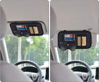Car Sun Visor Organizer, Vehicle Interior Accessories Storage Pouch Auto Registration Holder with Elastic Strap for Sunglass, Documents, Cards, Pen, Drivers License, etc. (Black)