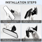 Anti Glare Rear View Mirror, Universal 9.5' (241mm) Wide Angle Panoramic Convex Rearview Mirror with Strong Suction Cup, Mounts on Windshield to Reduce Blind Spots for Cars SUV Trucks