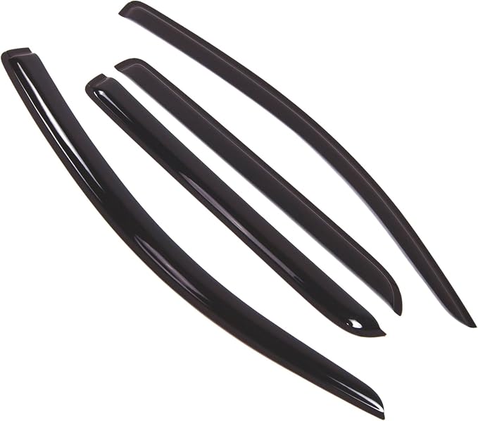 WD2-442 Dark Smoke 4 Pcs Set Window Visor (Outside Mount) Deflector Rain Guard Compatible with 2008-2016 Toyota Sequoia