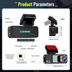 4K Dash Cam Front and Rear, 3.16" Screen Dual Dash Camera for Cars with WiFi & GPS, Night Vision, 170°Wide Angle Car Dashboard Cam, G-Sensor, Loop Recording, 64GB Card Included
