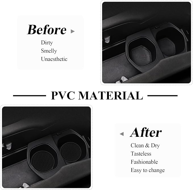 4 Pack Car Coasters, 2.75inch Universal Non-Slip Car Cup Holder Coaster for Car, PVC Cup Pad Mat Car Coasters for Cup Holders for Women (Black)