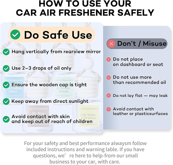 C Classy Hanging Car Air Freshener 2 Pack, Oceano Essential Oil Diffuser, Long-Lasting Fragrance, Cute Glass Bottle Car Accessories for Women & Men, Made in USA