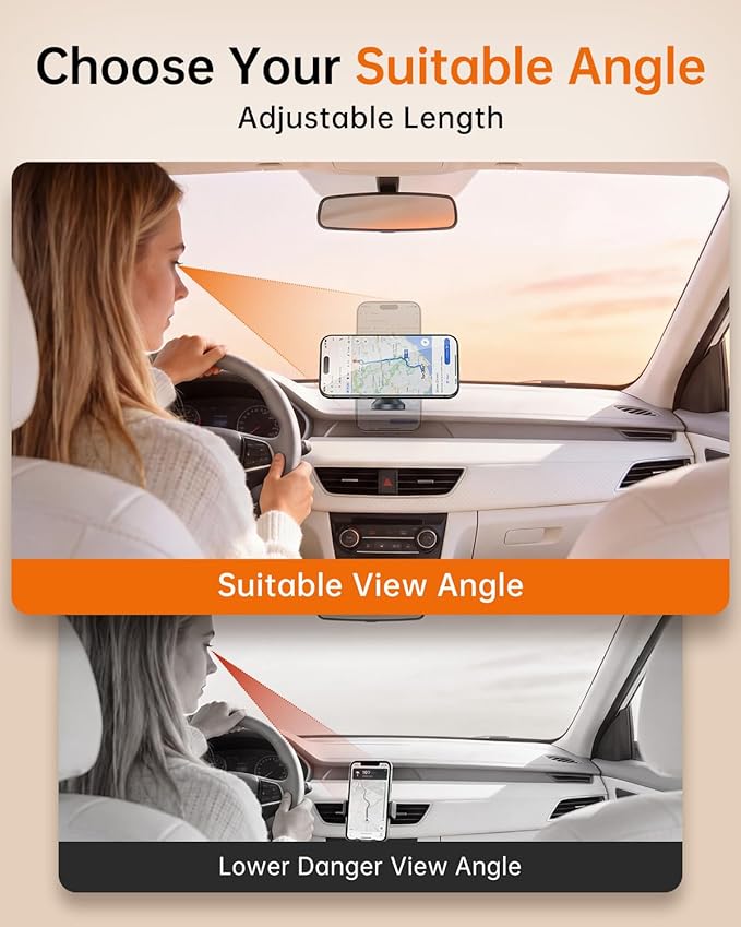 MagSafe Car Mount, Magnetic Car Phone Holder for Car Dashboard, 360° Rotating Strong Magnet Phone Mount with 3M VHB Adhesive, Compatible with iPhone 17/16/15/14/13/12 & MagSafe Cases
