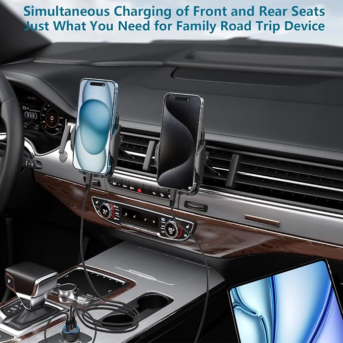 USB C Car Charger, 2Pack 3-Port 67W Dual PD USB-C&USB-A Car Power Cigarette Lighter USB Charger 3 in 1 PD/QC Type C Fast Car Charge for iPhone 17 17 Pro Max 16 15 14 13 12/Galaxy S26 S25/Pixel