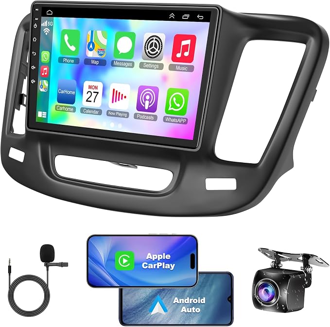 Car Radio Stereo for Chrysler 200C 2015 2016 2017 2018 2019 | QLED Touchscreen, Wireless CarPlay & Android Auto&Mirror Link, Built-in GPS, Wifi&Hotspot,Blutooth,FM Radio, Backup Camera