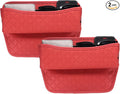 2pcs Car Seat Gap Filler Organizer 11.5 x 8 x 2.1 Inch Leather Universal Car Organizer Storage Box Between Seat and Console for Phone Sunglasses Keys, Red