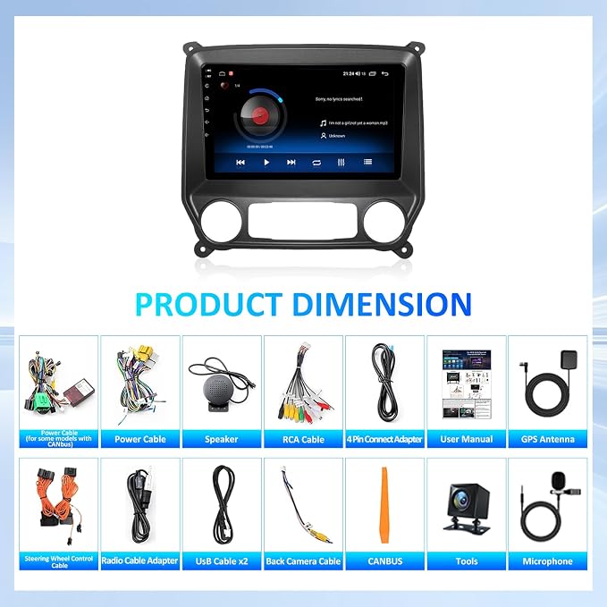 Android 15 Car Radio Stereo for Chevy Silverado&GMC Sierra 2014-2018: 10-Inch Touchscreen Upgrade for 2015 Silverado Radio, Wireless CarPlay&Android Auto/Bluetooth/WiFi/GPS/FM SWC/Backup Camera,4+64G