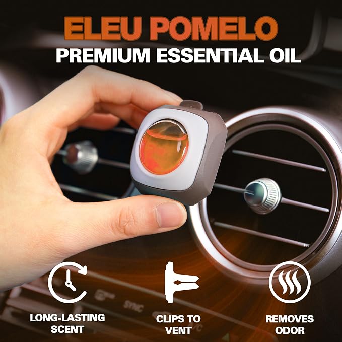Eleu Pomelo Scent Car Air Freshener Vent Clip 6 Ct | Long Lasting Up To 180 Days Car Refresher, Auto Interior Odor Eliminator Fragrance Oil Perfume Accessory, 4ml Each