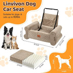 Dog Car Seat for Medium/Large Dogs up to 60 lbs, Memory Foam Dog Booster Seat with Thick Cushion, Pet Car Seat for Back with Detachable Washable Cover, Storage Pockets for SUV, Pick Up, Trunk, Khaki