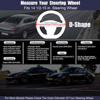 D Shaped Steering Wheel Cover, Flat Bottom Car Wheel Cover 14 1/2-15 inch (37-39 cm), Non-Folding Packaging, Microfiber Leather, Black