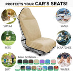 Waterproof Sweating Car Seat Cover for Post Gym Workout, Running, Swimming, Beach and Hiking, Universal Fit Non-Slip Bucket Seat Protector for Cars SUV Trucks, Machine Washable (Off-White)