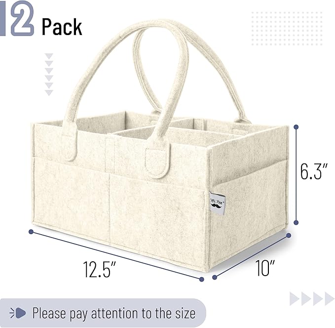 Mr. Pen- Baby Diaper Caddy Organizer, 2 Pack, Beige | Nursery Storage Bin and Car Organizer for Diapers and Baby Wipes