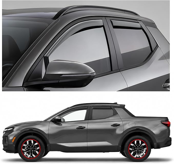 Window Deflectors Smoke Tinted In-Channel Side Window Vent Visor Deflectors Rain Guards Compatible with Santa Cruz 2022-2026 - 4pcs. GW0330