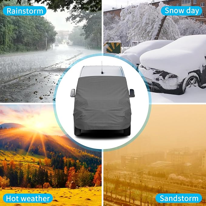 600D RV Windshield Engine Cover for Benz Sprinter 2019-2026 | Fits W906 Sprinter Vans, Mirror Cutouts, All Weather Blackout Privacy