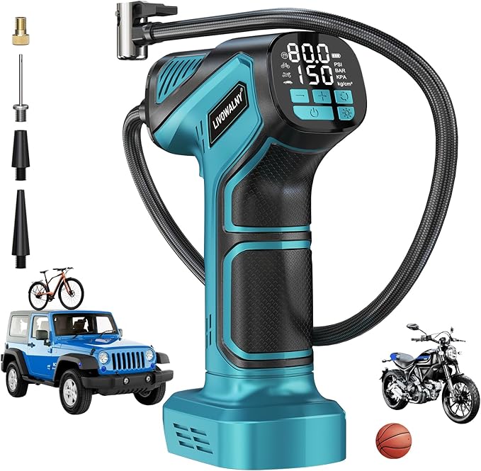 Tire Inflator Portable Air Compressor Compatible With Makita 18V Battery, 150PSI Air Pump, Cordless Tire Pump Digital Pressure Gauge, Tire Inflator for Car, Bike, Motorcycle (Tool Only)