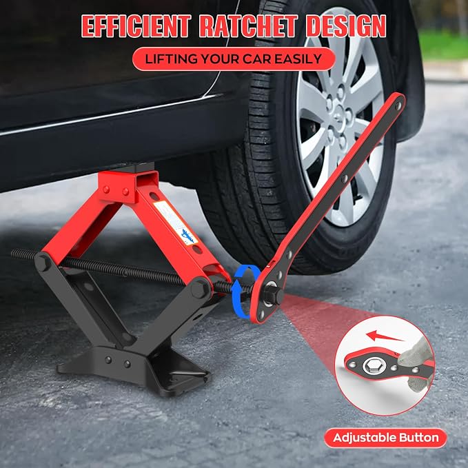 Portable Car Jack Kit 3 Ton, Heavy Duty Scissor Jack for Car, Spair Tire Changing kit with Lug Wrench, Emergency Kit for Car SUV MPV