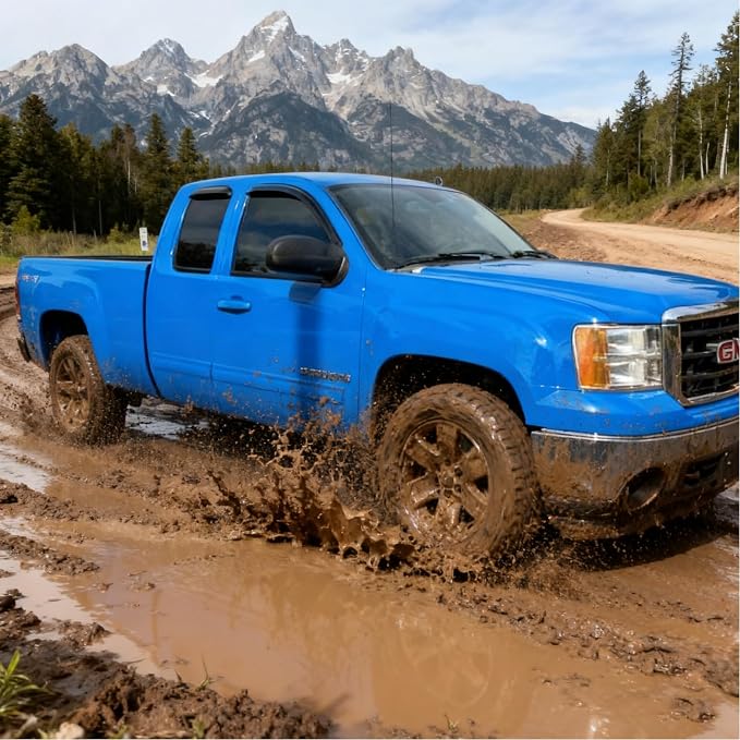 Window Visors Rain Guards for 07-13 Silverado Serria 1500 Extended Cab | Window Deflectors, Vent Visor, Sun Shades, Window Shields, Truck Accessories, Outside, Tape-on, Dark Smoke