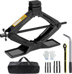 Car Jack 2 Ton (4409 lbs), Scissor Car Jack Kit with Extended & Widened Base, 360° Rotatable Rubber Pad, Tire Changing Kit with Ratchet & Lug Wrench - Scissor Lift Jacks for Cars, SUV, MPV